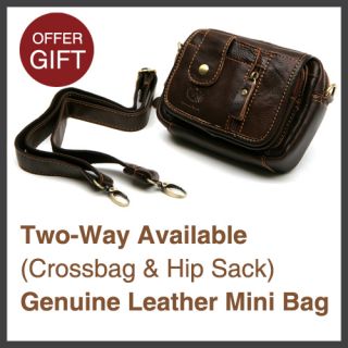 OFFER Gift Genuine Leather Cowhide Two Way Mini Messangerbag Crossbag 