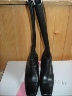 Womens Ann Marino Knee Boots Sz 8 M Black Leather Brice Style
