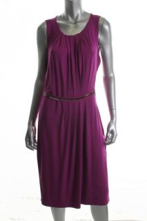 Anne Klein New Purple Sleeveless Belted Knee Length Knit Casual Dress 