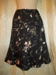   Purple Green Floral Silk Ann Taylor Knee Length A Line Skirt 8