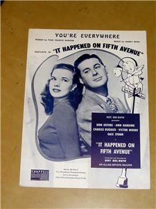 1947 Movie It Happened on Fifth Avenue Sheet Music