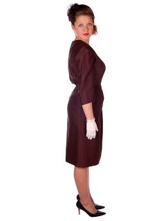 Vintage Lilli Ann Dress Brown Silk Draped Asymetrically 40 30 43