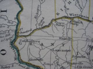 Handsome original antique pre Civil War map of Lake Michigan and 