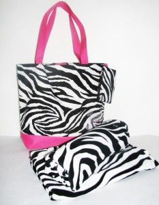 Zebra w Pink Print Beach Bag with Zebra Beach Towel Only A Few Left 