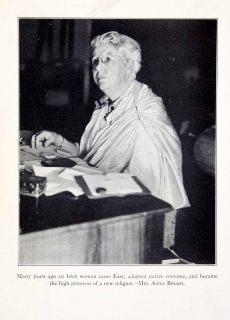 1930 Print Annie Besant British Activist Irish India Costume 