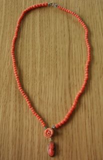 Vintage Antique Italian Coral Choker Length Necklace w/ Cameo n Rose 