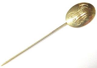 Antique Vintage 14kt Solid Yellow Gold Hat Pin Initials JMP