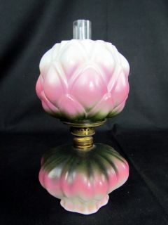 Antique Victorian Artichoke GWTW Miniature Art Glass Oil Lamp