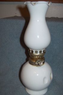 antique miniature oil kerosene lamp milk glass thumb print with fluted 
