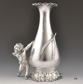 Antique Derby Silver Plated Figural Bud Vase 1890s