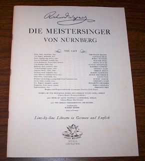 Richard Wagner Opera Die Meistersinger Von Nurnberg 1956 Angel Records 