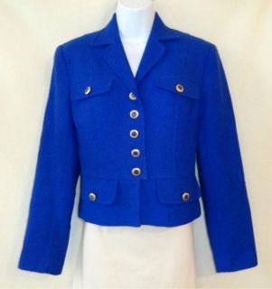 Ann Taylor Sz 2 Blue Wool Nylon Blend Lined Four Pocket Blazer