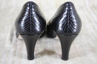 Anyi Lu Sabrina Black Snake Embossed Pump Heels Size 37 $395 