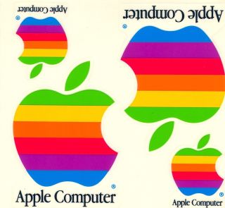 Original Vintage Macintosh Apple Computer Rainbow Logo Stickers 