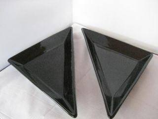 Pampered Chef Black Triangle Plates Set of 2 Brand New
