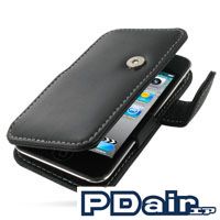 PDair Black Leather Book Case for Apple iPod Touch 4th