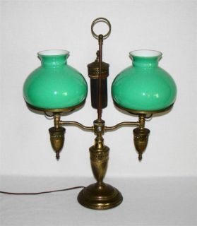 Antique Victorian Brass Double Student Oil Lamp, working electrified 