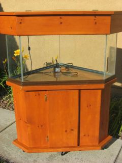 30 Gallon Aquarium with Wood Stand Glass Lid Light and Supplies