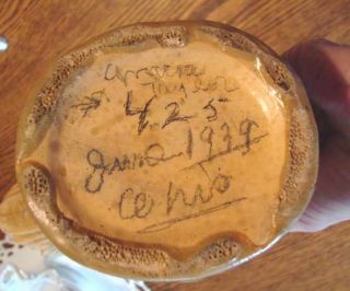   Weller Blended Brown Cream Art Pottery Ardsley Cattail Fan Vase