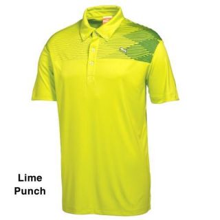 New Puma Argyle Tech Polo Shirt   2 colors Lime Punch and White Blue 
