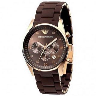 Emporio Armani Watch AR5890 Mens Brown Gold Chronograph Watches RRP £ 