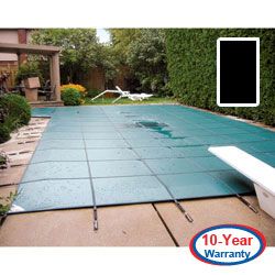 18x36 Green Solid Swimming Pool Safety Cover Right Step