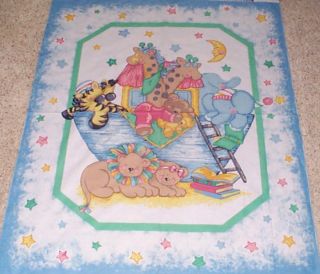 Baby Noahs Ark 2 by 2 Quilt Top Panel Fabric Cotton Stars