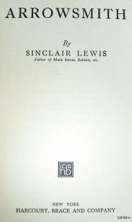 Arrowsmith Sinclair Lewis 1st 1st 1925 Nobel Prize Winner Ships Free 