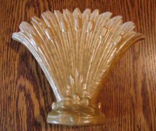   Weller Blended Brown Cream Art Pottery Ardsley Cattail Fan Vase