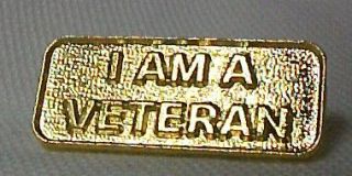 am a veteran gold military vet lapel hat pin tac new brand new i am 