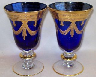Arte Italica Crystal Cobalt Blue Medici Wine Goblets