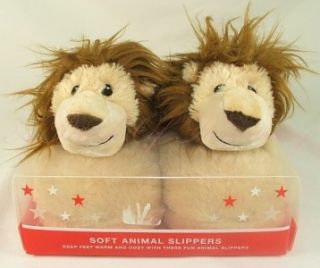 aroma home snug warm cozy animal slippers leo lion