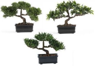 Nearly Natural Artificial 12 inch Bonsai Silk Plant Collection Set of 