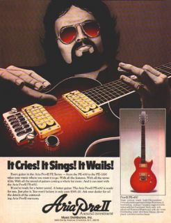 Aria Pro II Pinup Ad Vtg 70s Electric Guitar PE 450