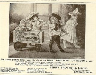 1899 Berry Brothers Varnish Ad Children Pull Toy Wagon