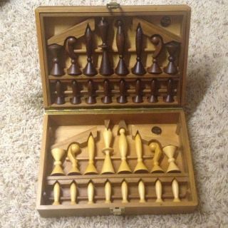   ANRI Space Age Wooden Chess Set In Original Box By Arthur Elliot
