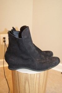 ARCHE nubuck leather wedge back zip ankle BOOTS size 40 US 10