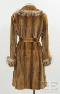 Aspen Fashions Light Brown Sheared Mink & For Fur Trim Belted Jacket 