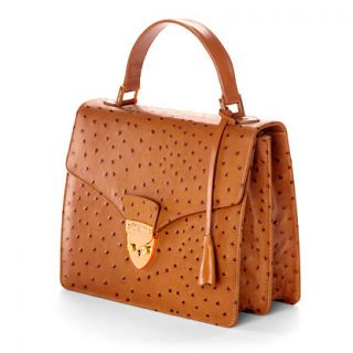 Aspinal of London Mayfair Bag with Shoulder Strap Tan Ostrich