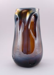 Art Deco Czechoslovakian Bohemian Iridescent Glass Vase
