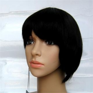 10.24 Off Black Asymmetric Bob Wig 100% Human Hair Wigs 