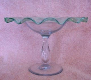 Lovely Fry Crystal Reeded Ruffled Airtrap Compote