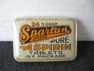 vintage asprin tin holder spartan brand 15 cents