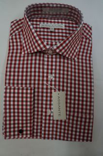 Assante Gingham Check French Cuff Dress Shirt 4 Colors