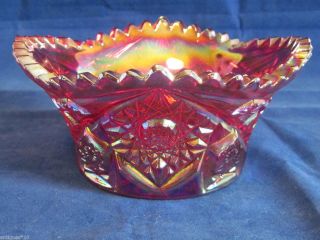 Le Smith Carnival Glass Red Candy or Nut Bowl Georgeous