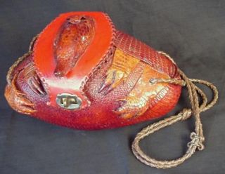 EUC VTG Armadillo Shoulder Handbag Purse Unique Folk Art Western Hyde 
