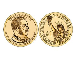 2012 B U Chester Arthur P D Presidential Dollar Coins