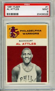 1961 62 Fleer 1 Al Attles Rookie PSA 9 Mint Philadelphia Warriors 