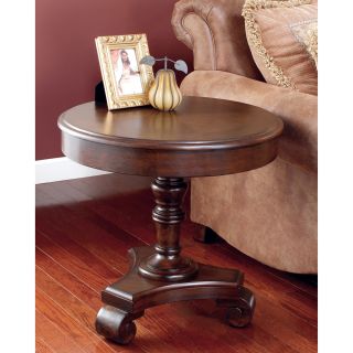 Ashley Brookfield Round End Table Dark Rustic Finish T496 6