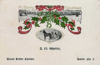Attica New York NY RFD Rural Letter Carrier Christmas Greetings 